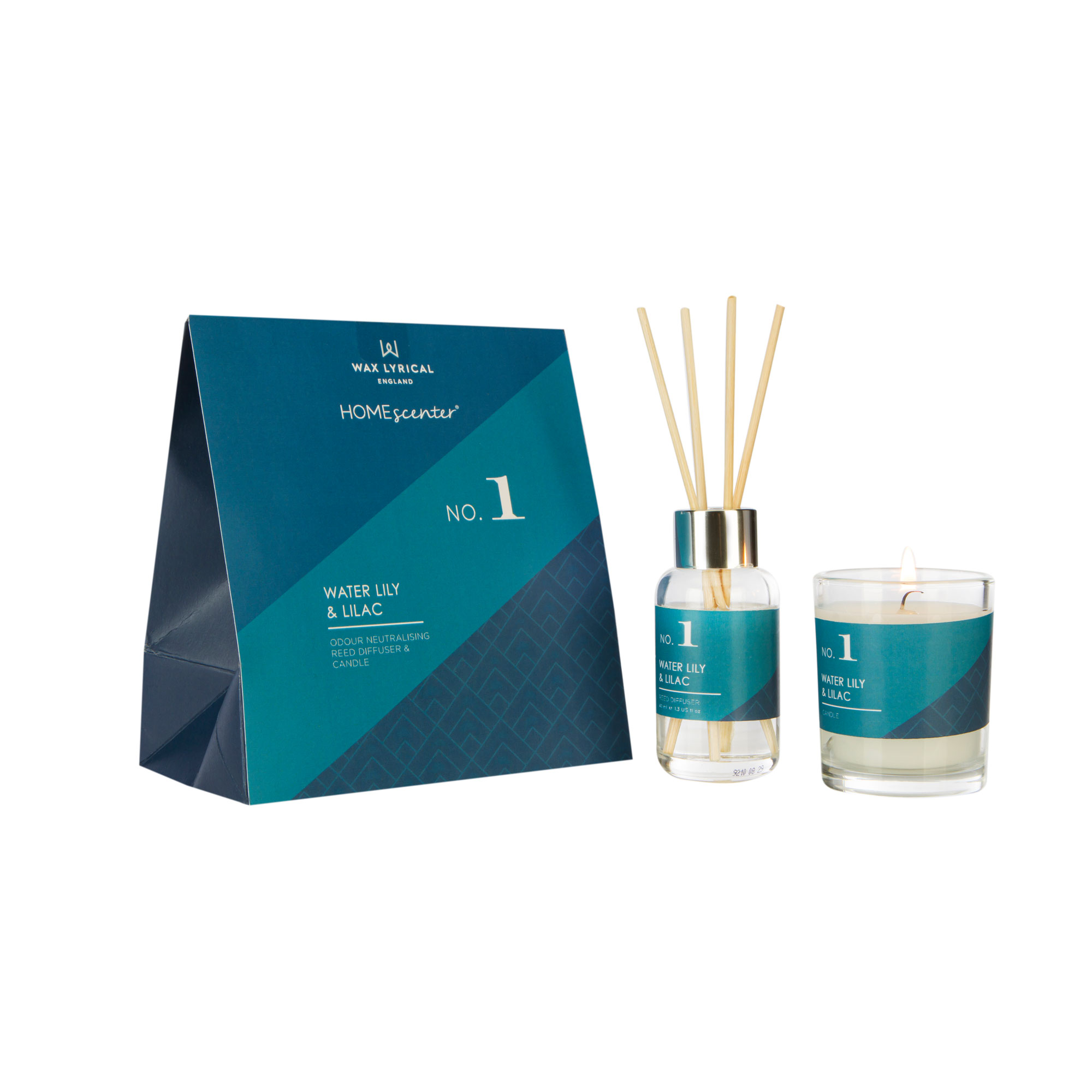 HomeScenter No. 1 Water Lily and Lilac Reed Diffuser and Candle Gift Set image number null